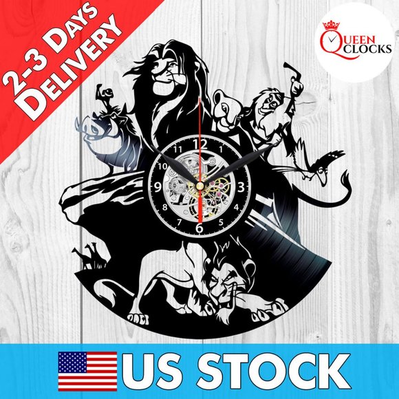 Disney Lion King Simba Vinyl Record Wall Clock Bedroom Art Decor Birthday Gift